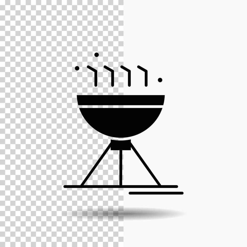 Cooking bbq. camping. food. grill Glyph Icon on Transparent Background. Black Icon vector