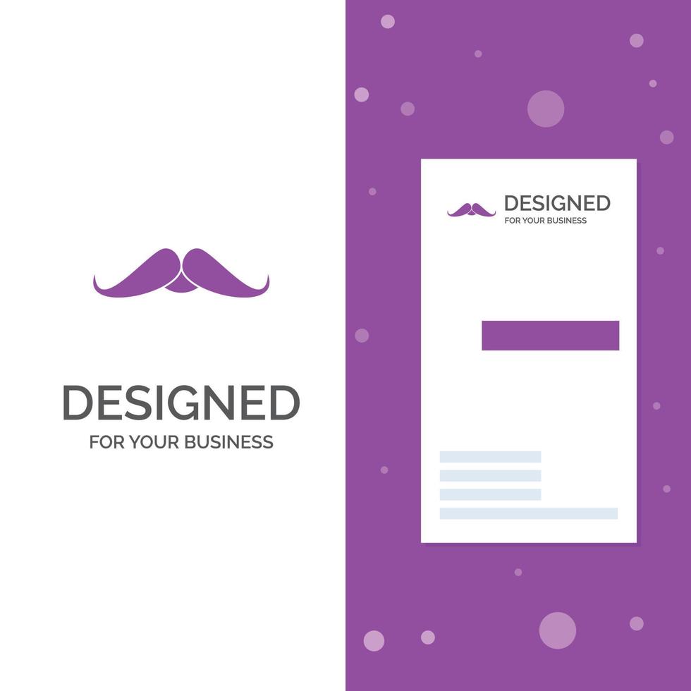 Business Logo for moustache. Hipster. movember. male. men. Vertical Purple Business .Visiting Card template. Creative background vector illustration