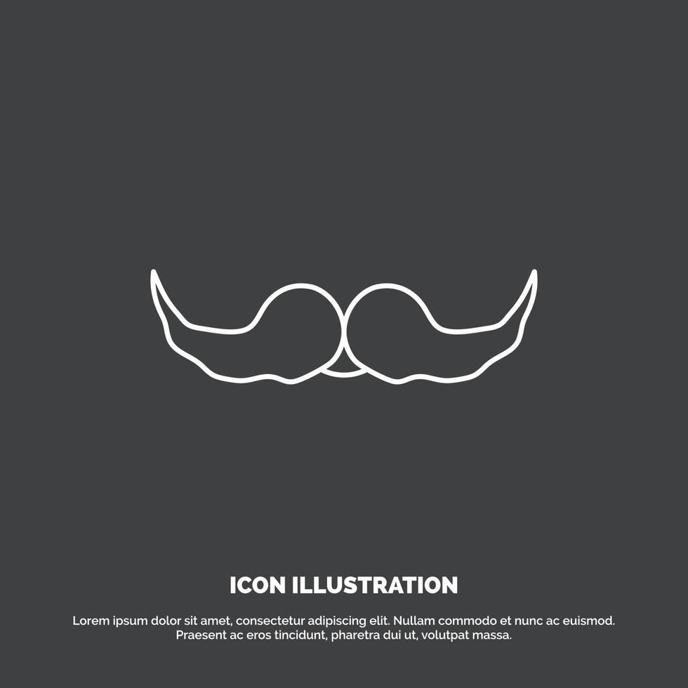 moustache. Hipster. movember. male. men Icon. Line vector symbol for UI and UX. website or mobile application