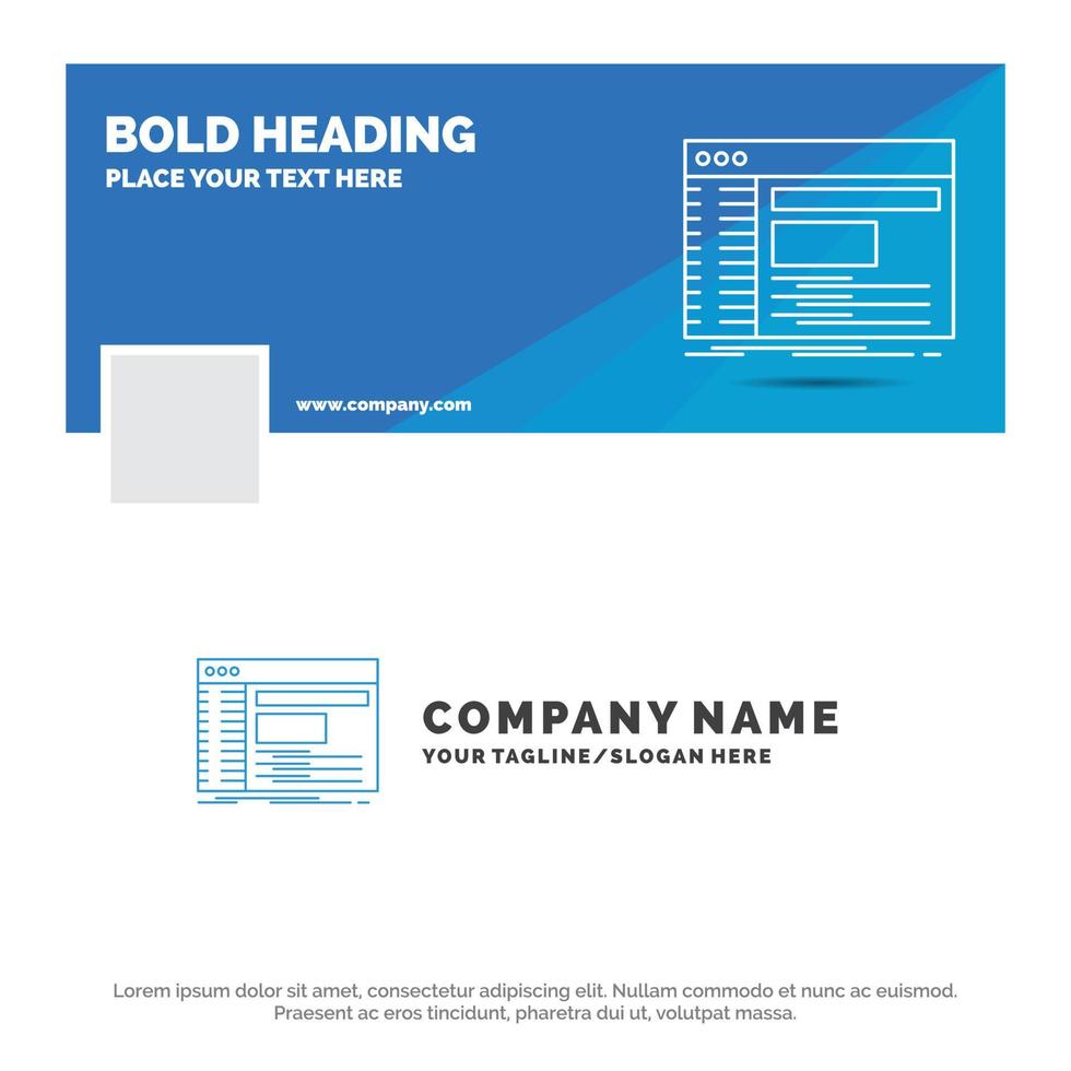 Blue Business Logo Template for Admin. console. panel. root. software. Facebook Timeline Banner Design. vector web banner background illustration