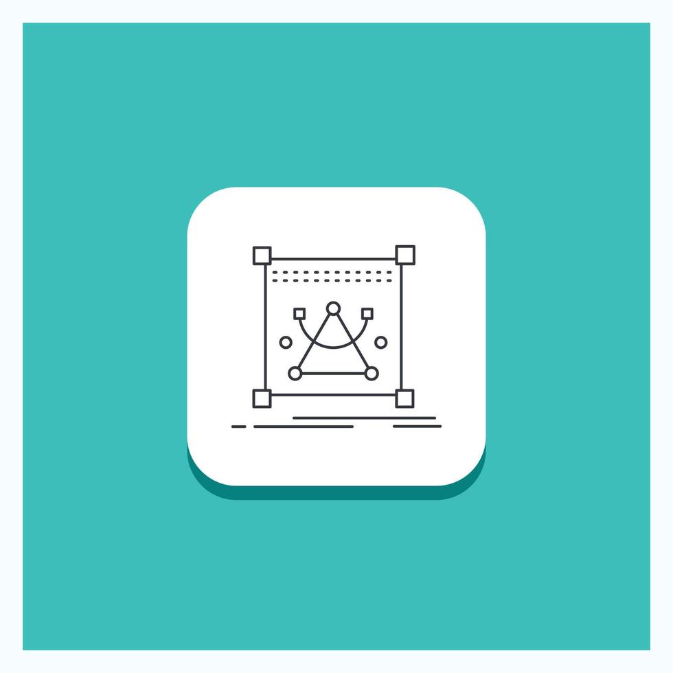Round Button for 3d. edit. editing. object. resize Line icon Turquoise Background vector