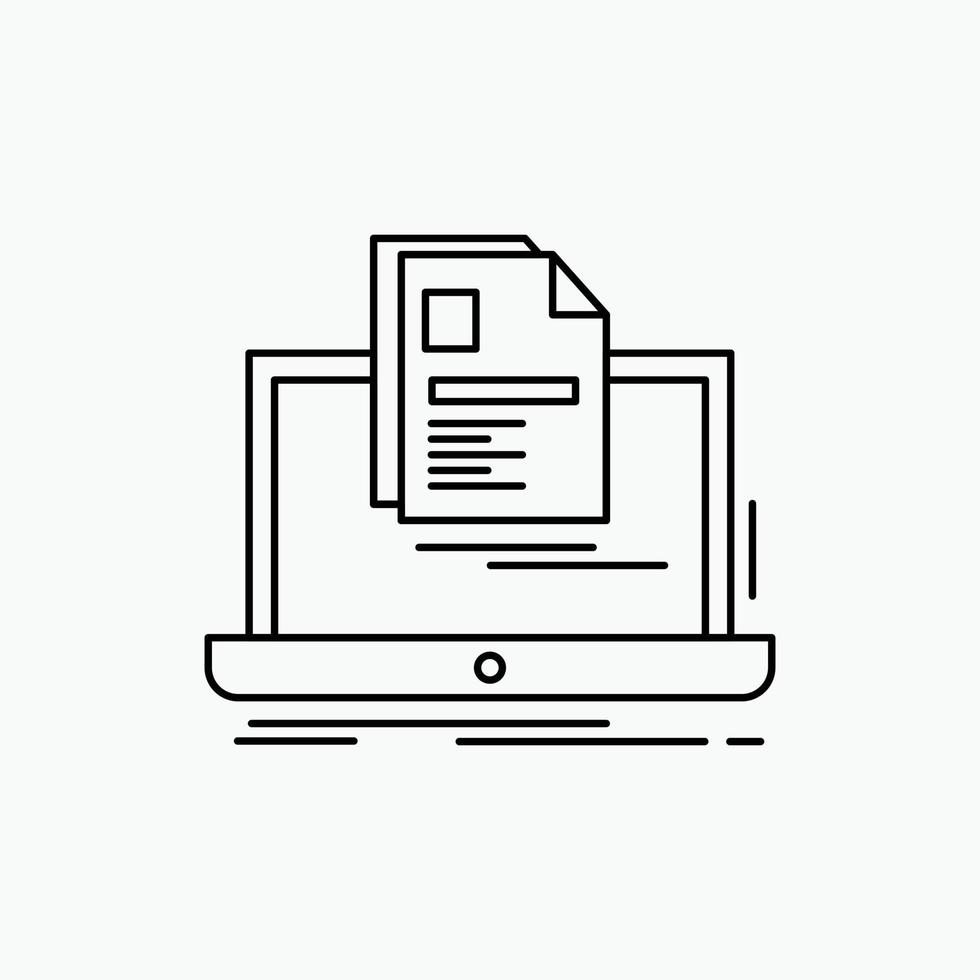 account. Laptop. Report. Print. Resume Line Icon. Vector isolated illustration