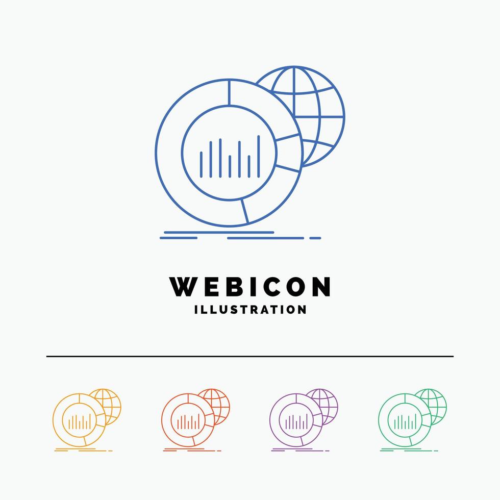 Big. chart. data. world. infographic 5 Color Line Web Icon Template isolated on white. Vector illustration