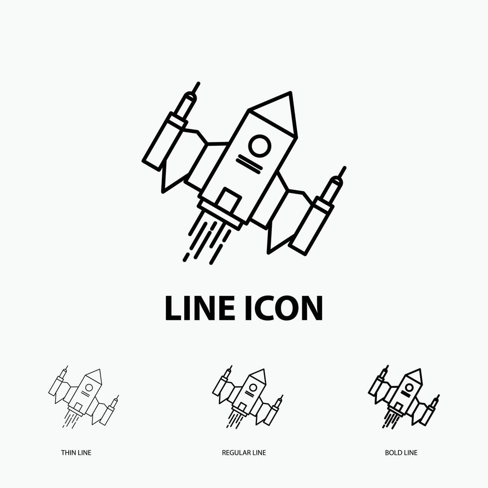 spacecraft. spaceship. ship. space. alien Icon in Thin. Regular and Bold Line Style. Vector illustration