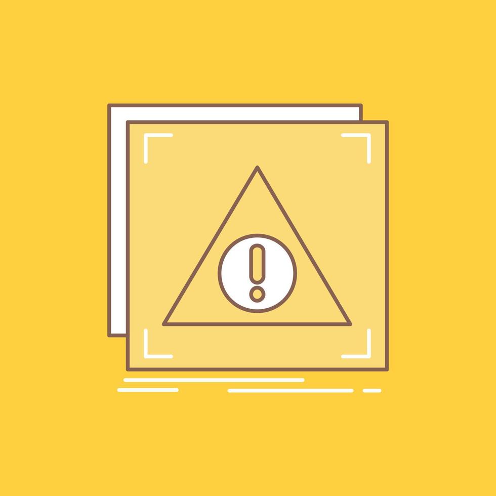 Error. Application. Denied. server. alert Flat Line Filled Icon. Beautiful Logo button over yellow background for UI and UX. website or mobile application vector