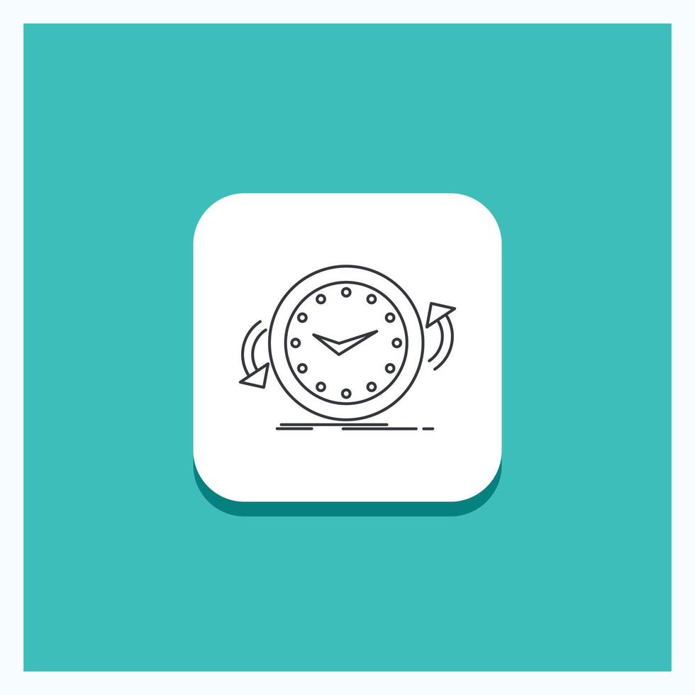 botón redondo para copia de seguridad. reloj. agujas del reloj. encimera. icono de línea de tiempo fondo turquesa vector