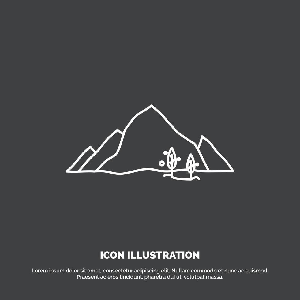 mountain. landscape. hill. nature. tree Icon. Line vector symbol for UI and UX. website or mobile application