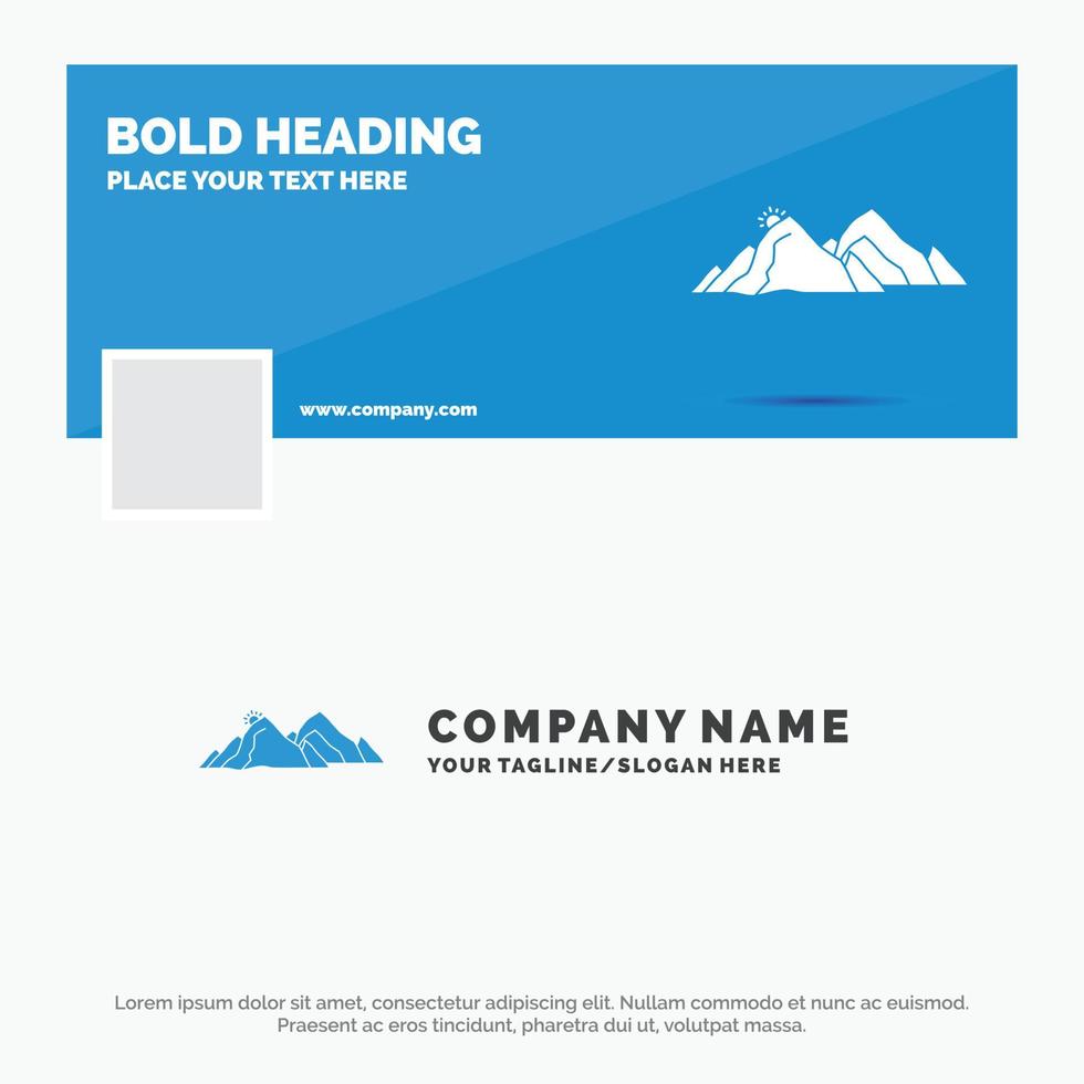 Blue Business Logo Template for mountain. landscape. hill. nature. scene. Facebook Timeline Banner Design. vector web banner background illustration