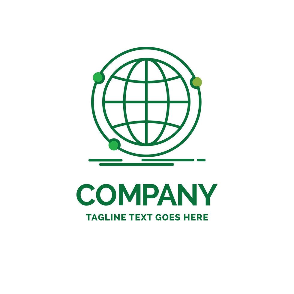 Data. global. internet. network. web Flat Business Logo template. Creative Green Brand Name Design. vector