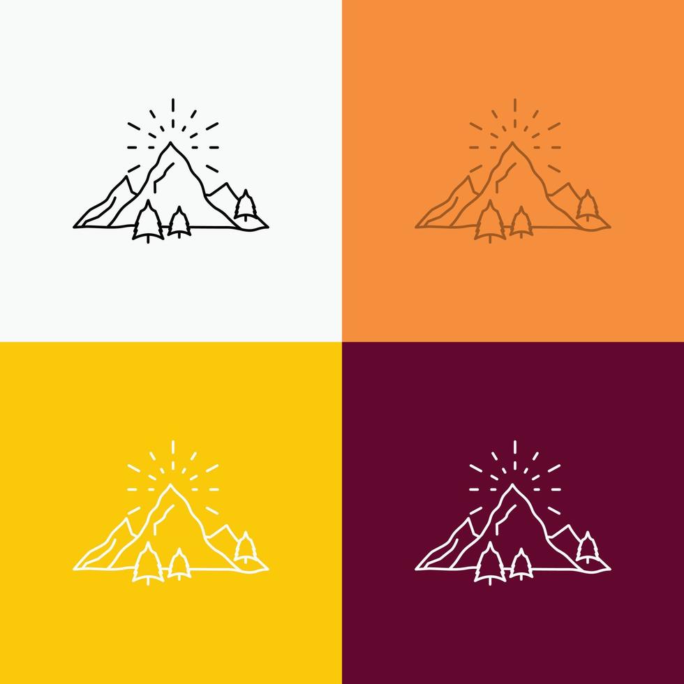 Cerro. paisaje. naturaleza. montaña. icono de fuegos artificiales sobre varios antecedentes. diseño de estilo de línea. diseñado para web y aplicación. eps 10 ilustración vectorial vector