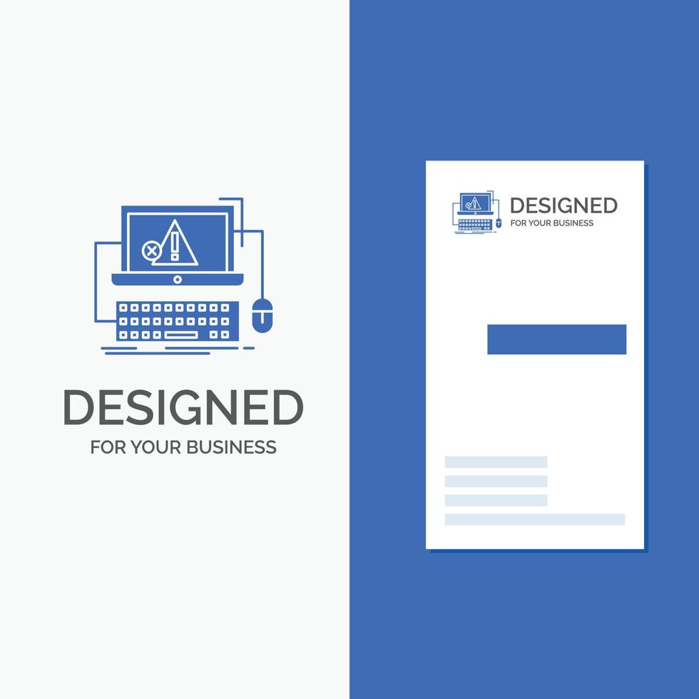 Business Logo for Computer. crash. error. failure. system. Vertical Blue Business .Visiting Card template. vector