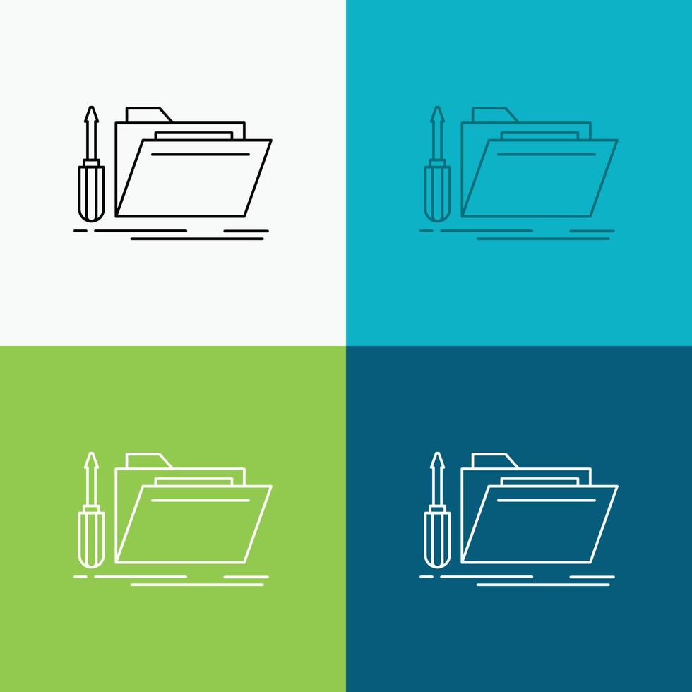 folder. tool. repair. resource. service Icon Over Various Background. Line style design. designed for web and app. Eps 10 vector illustration