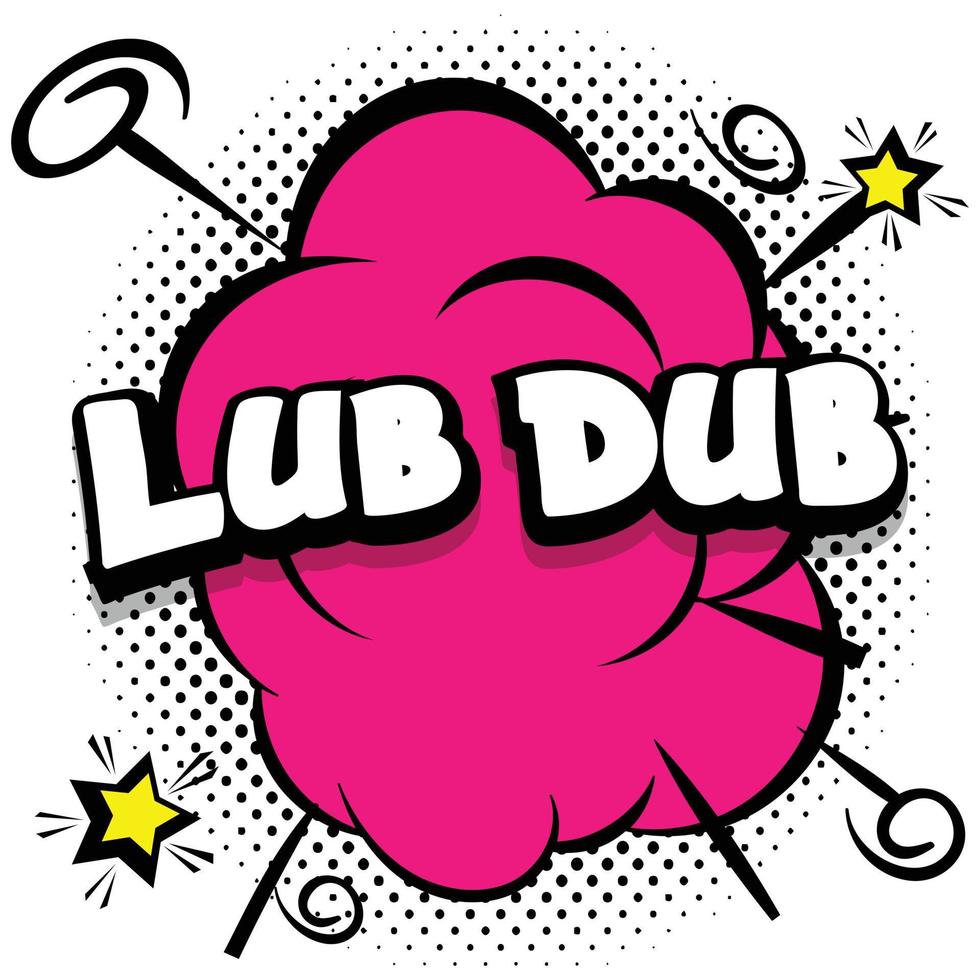 lub dub comic plantilla brillante con burbujas de discurso en marcos coloridos vector