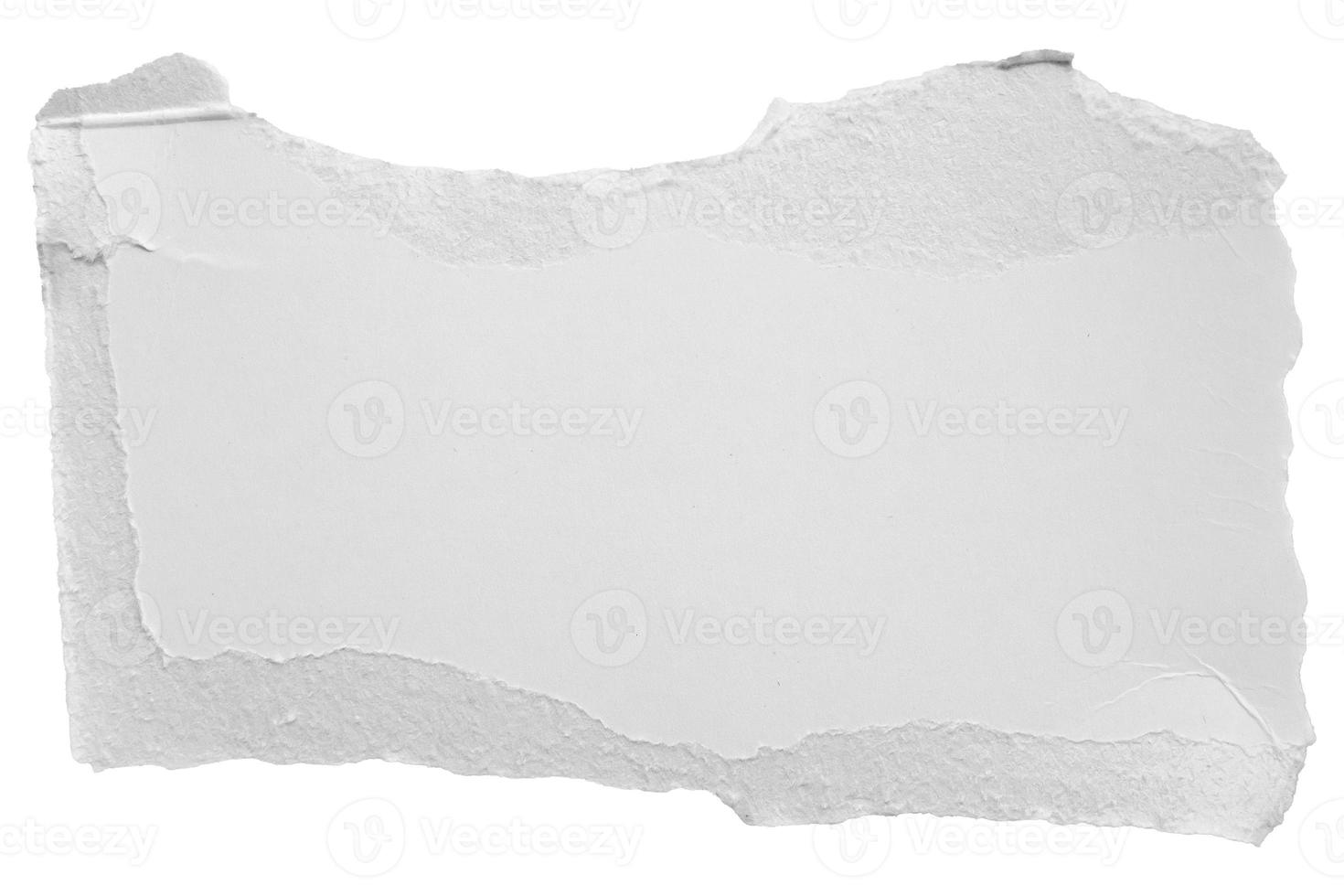 tiras de bordes rasgados de papel rasgado blanco aislado sobre fondo blanco foto