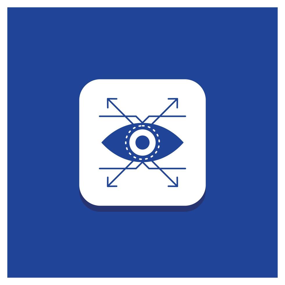 Blue Round Button for Business. eye. look. vision Glyph icon vector