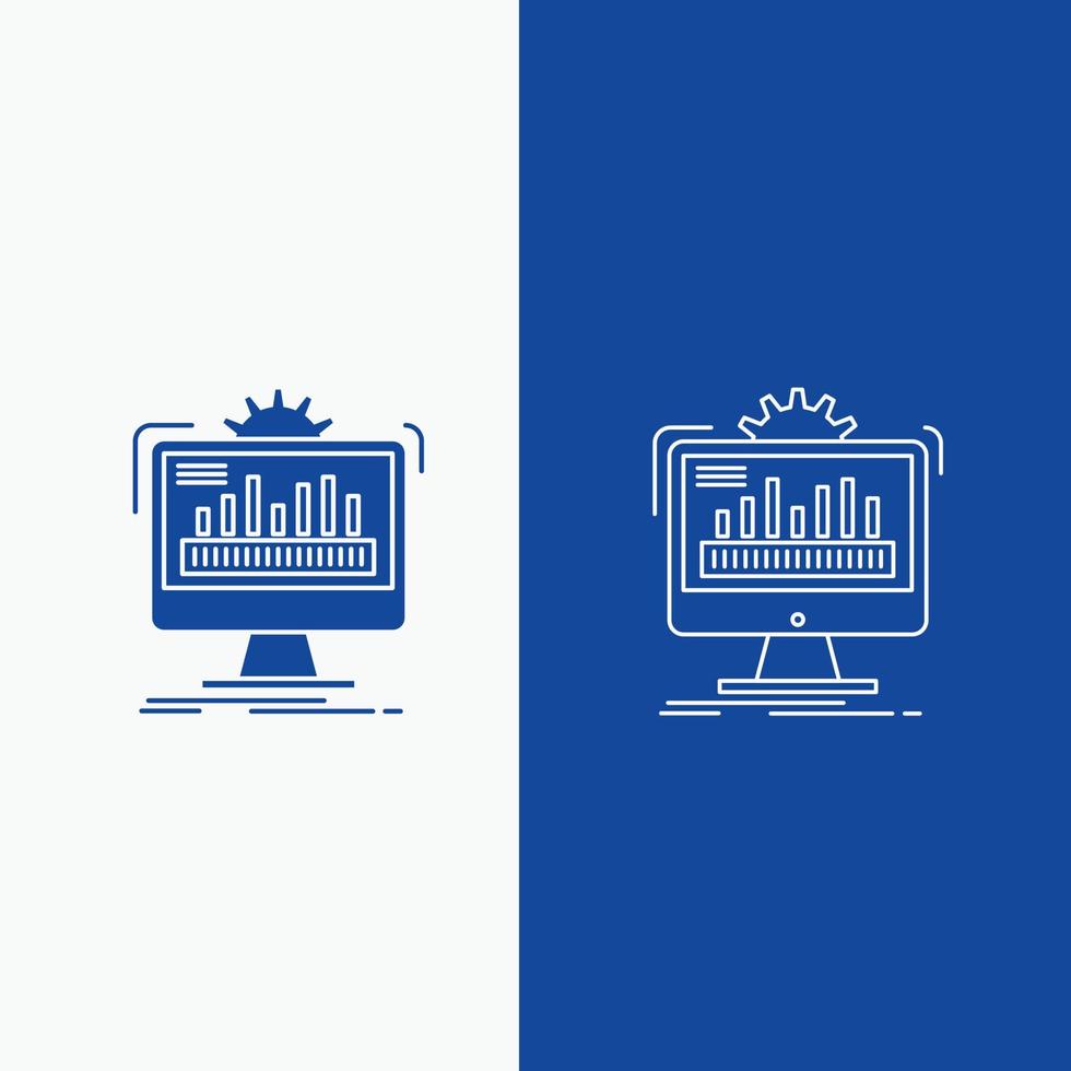 dashboard. admin. monitor. monitoring. processing Line and Glyph web Button in Blue color Vertical Banner for UI and UX. website or mobile application vector