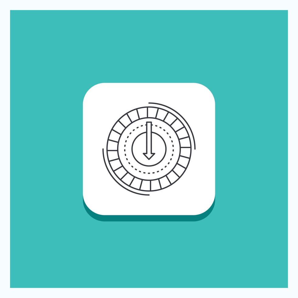Round Button for Consumption. cost. expense. lower. reduce Line icon Turquoise Background vector