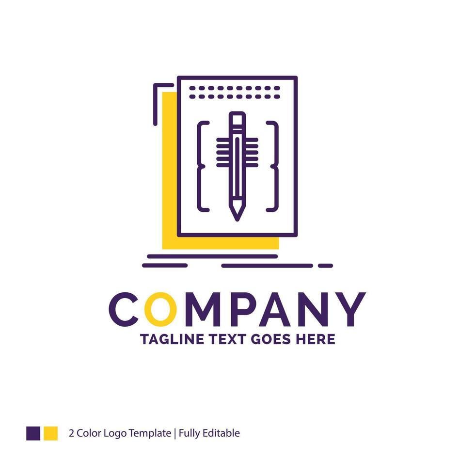 Company Name Logo Design For Code. edit. editor. language. program. Purple and yellow Brand Name Design with place for Tagline. Creative Logo template for Small and Large Business. vector