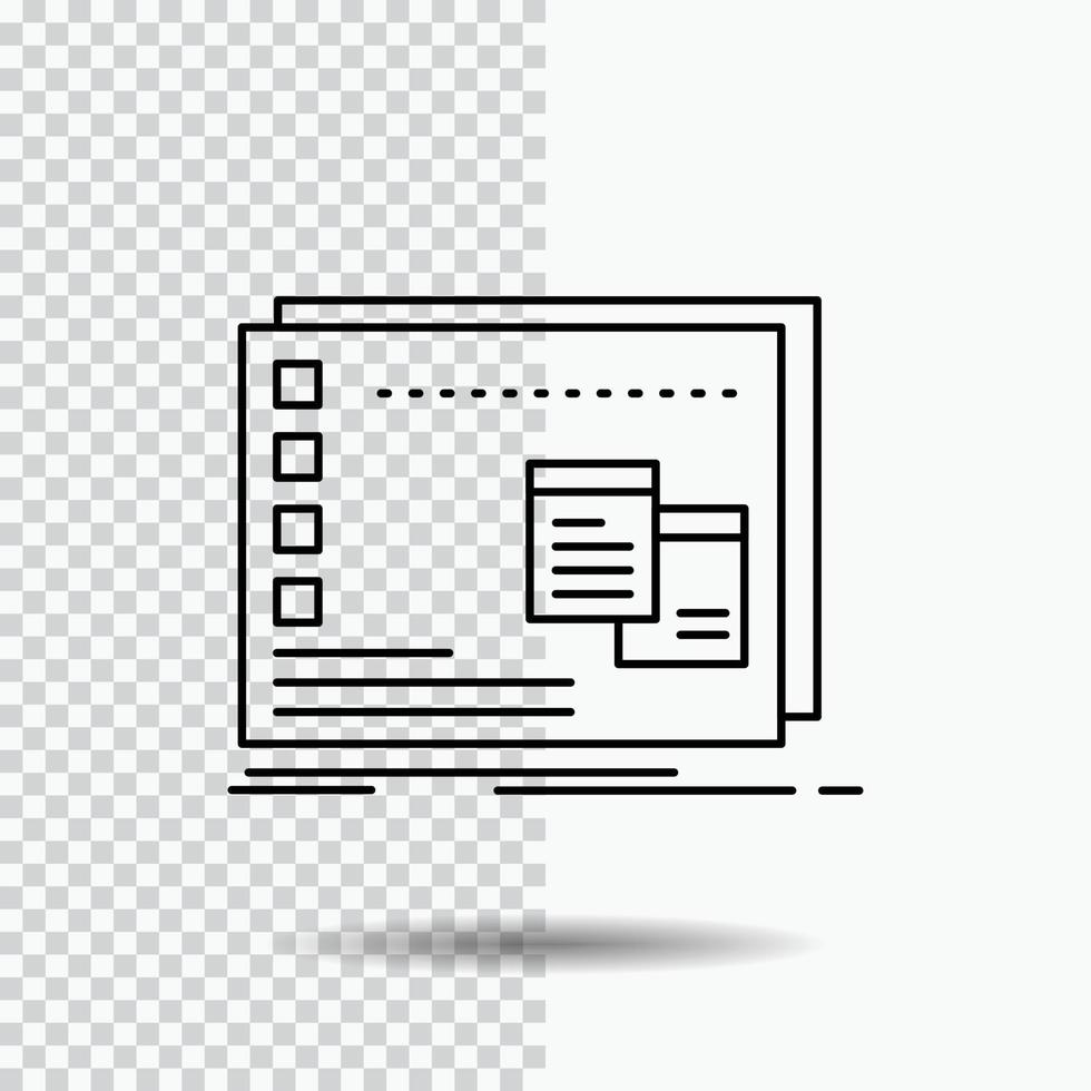ventana. Mac. Operacional. so. icono de línea de programa sobre fondo transparente. ilustración de vector de icono negro