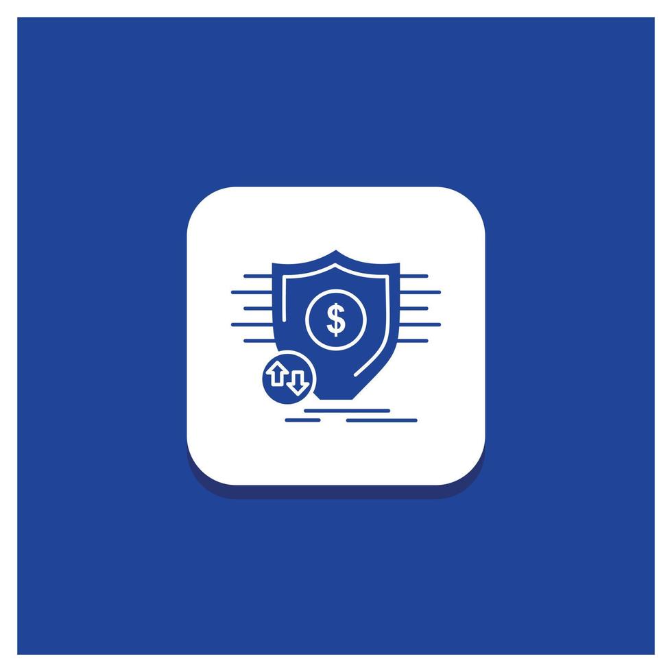 Blue Round Button for Finance. financial. money. secure. security Glyph icon vector