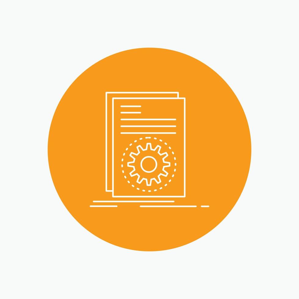 Code. executable. file. running. script White Line Icon in Circle background. vector icon illustration