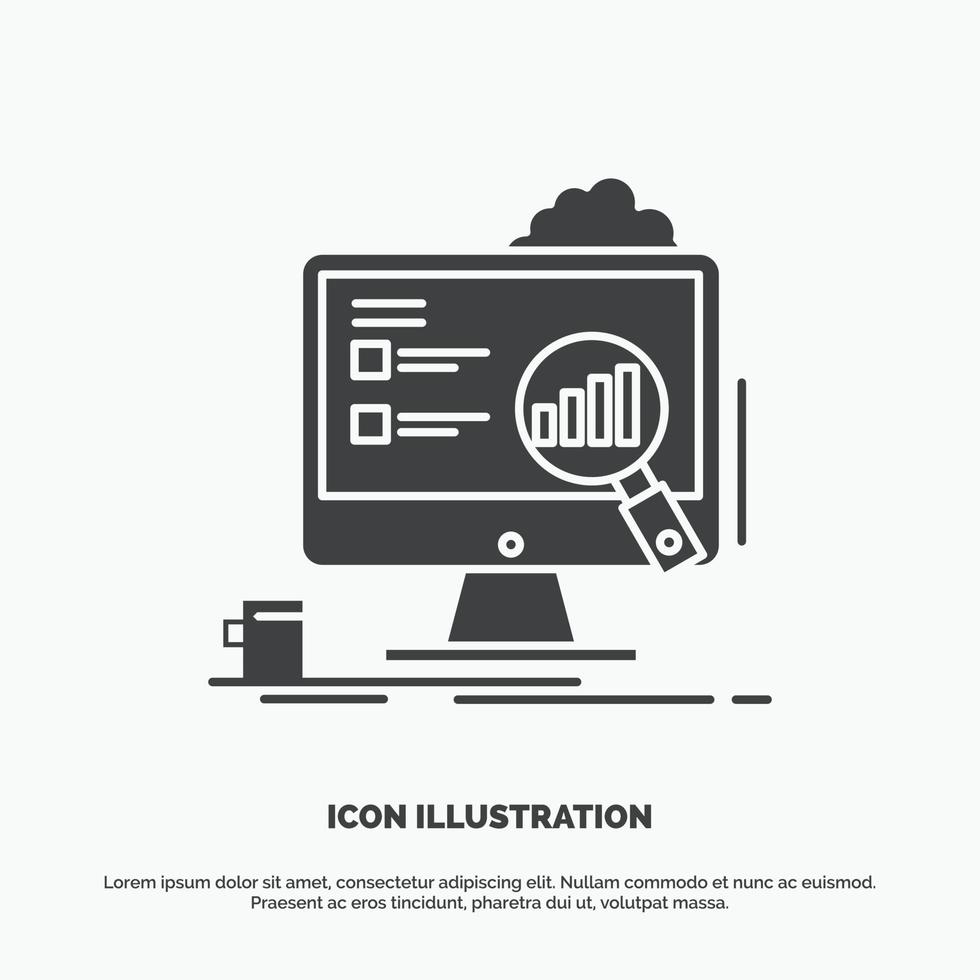 analytics. board. presentation. laptop. statistics Icon. glyph vector gray symbol for UI and UX. website or mobile application