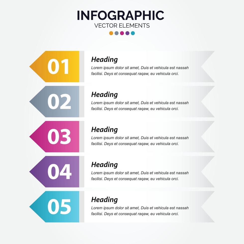 números de plantilla de infografía vertical de negocios 5 opciones o pasos vector