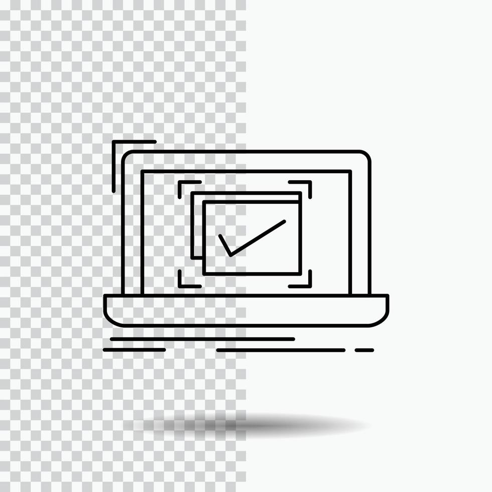 system. monitoring. checklist. Good. OK Line Icon on Transparent Background. Black Icon Vector Illustration