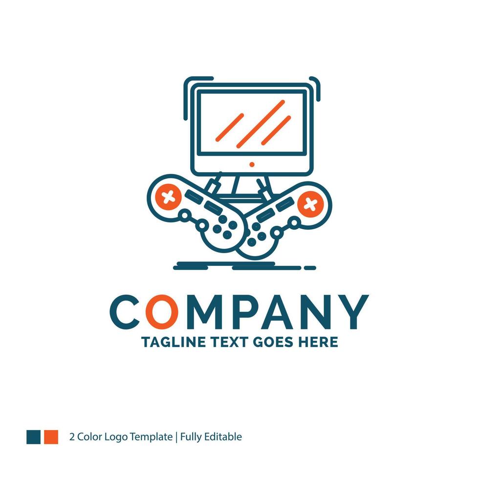 Game. gaming. internet. multiplayer. online Logo Design. Blue and Orange Brand Name Design. Place for Tagline. Business Logo template. vector