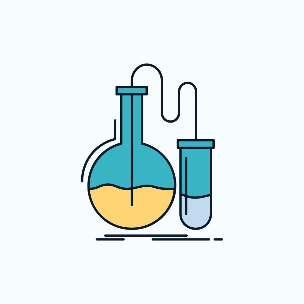 Analysis. chemistry. flask. research. test Flat Icon. green and Yellow sign and symbols for website and Mobile appliation. vector illustration