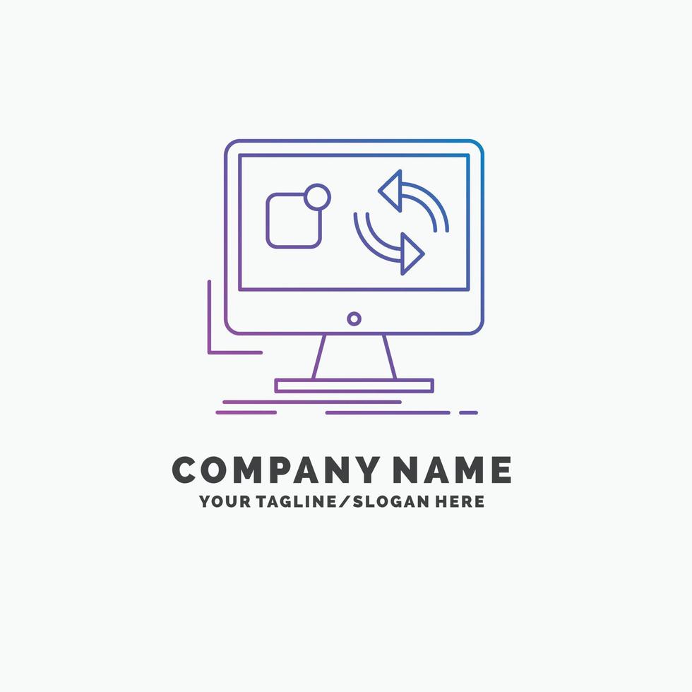 update. app. application. install. sync Purple Business Logo Template. Place for Tagline vector