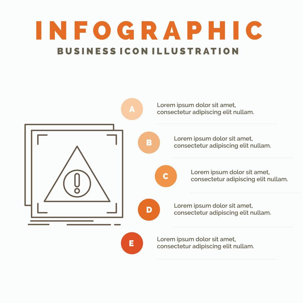 error. solicitud. denegado. servidor. plantilla de infografía de alerta para sitio web y presentación. icono de línea gris con ilustración de vector de estilo infográfico naranja