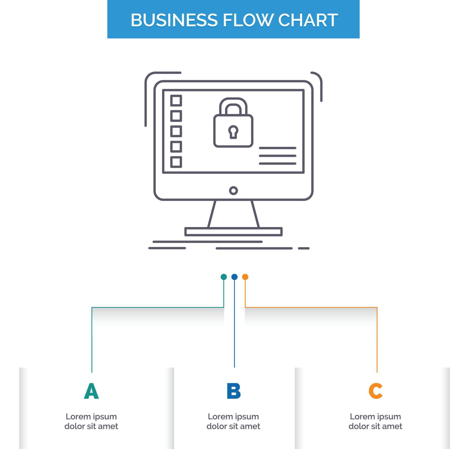 secure. protection. safe. system. data Business Flow Chart Design with ...