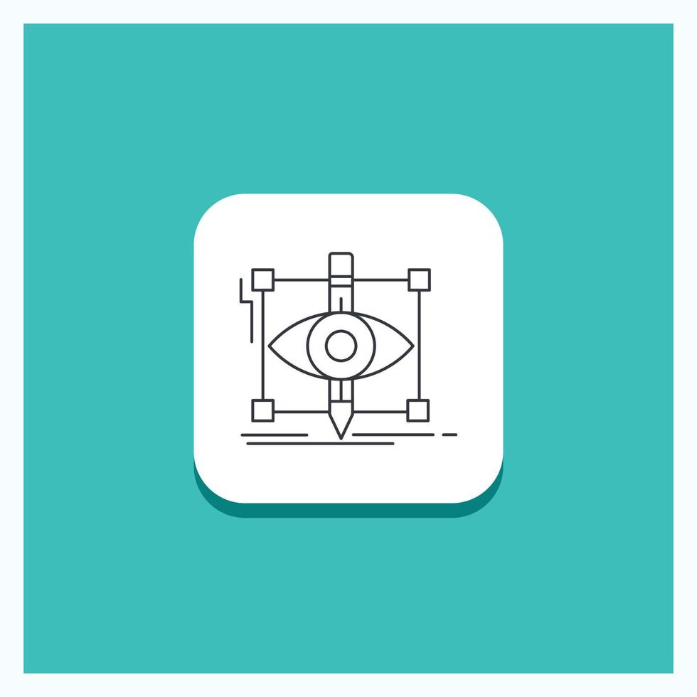 Round Button for design. draft. sketch. sketching. visual Line icon Turquoise Background vector