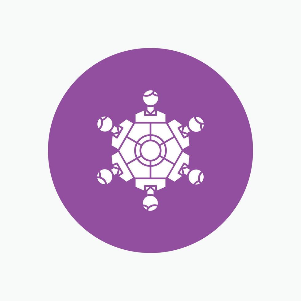 Cooperation. friends. game. games. playing White Glyph Icon in Circle. Vector Button illustration