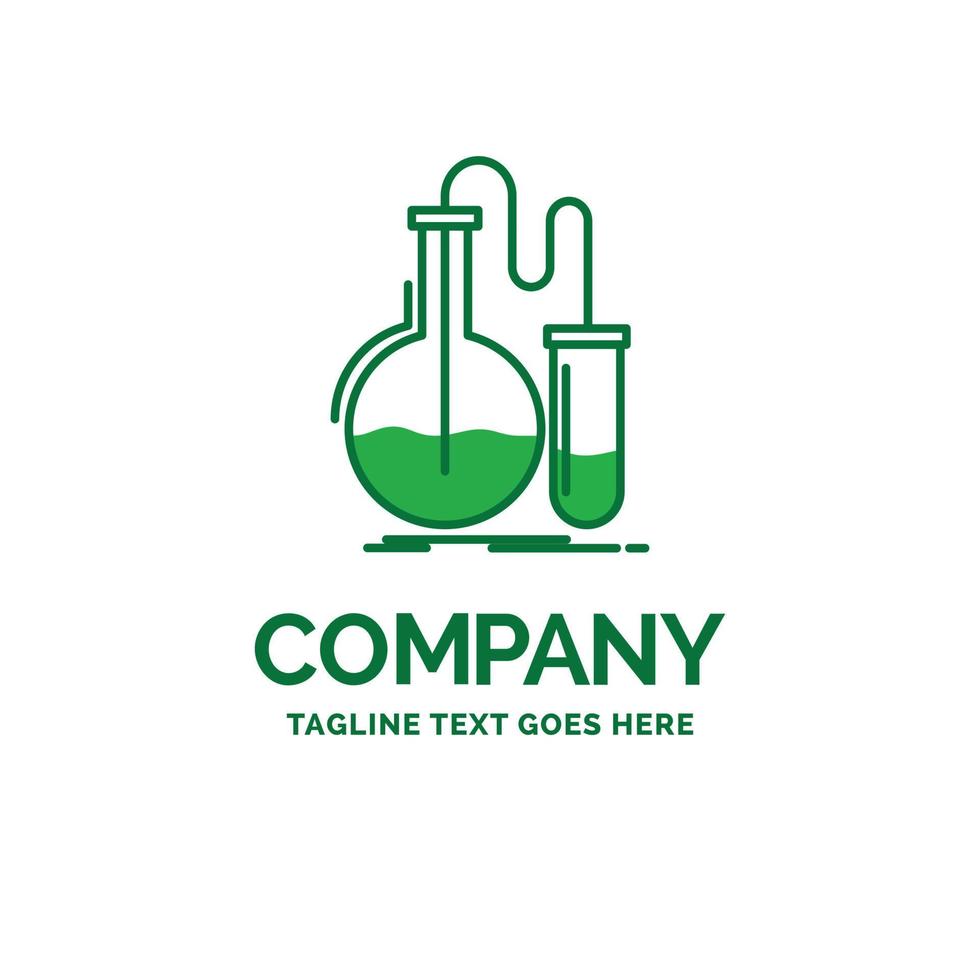 Analysis. chemistry. flask. research. test Flat Business Logo template. Creative Green Brand Name Design. vector