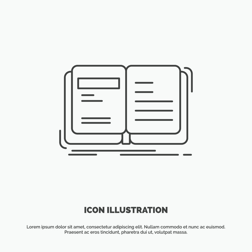 Author. book. open. story. storytelling Icon. Line vector gray symbol for UI and UX. website or mobile application