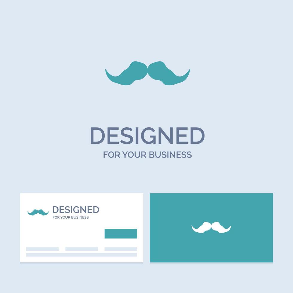 moustache. Hipster. movember. male. men Business Logo Glyph Icon Symbol for your business. Turquoise Business Cards with Brand logo template. vector