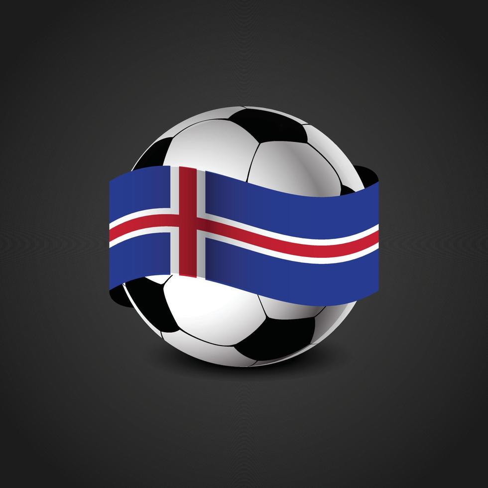 bandera de islandia alrededor del fútbol vector