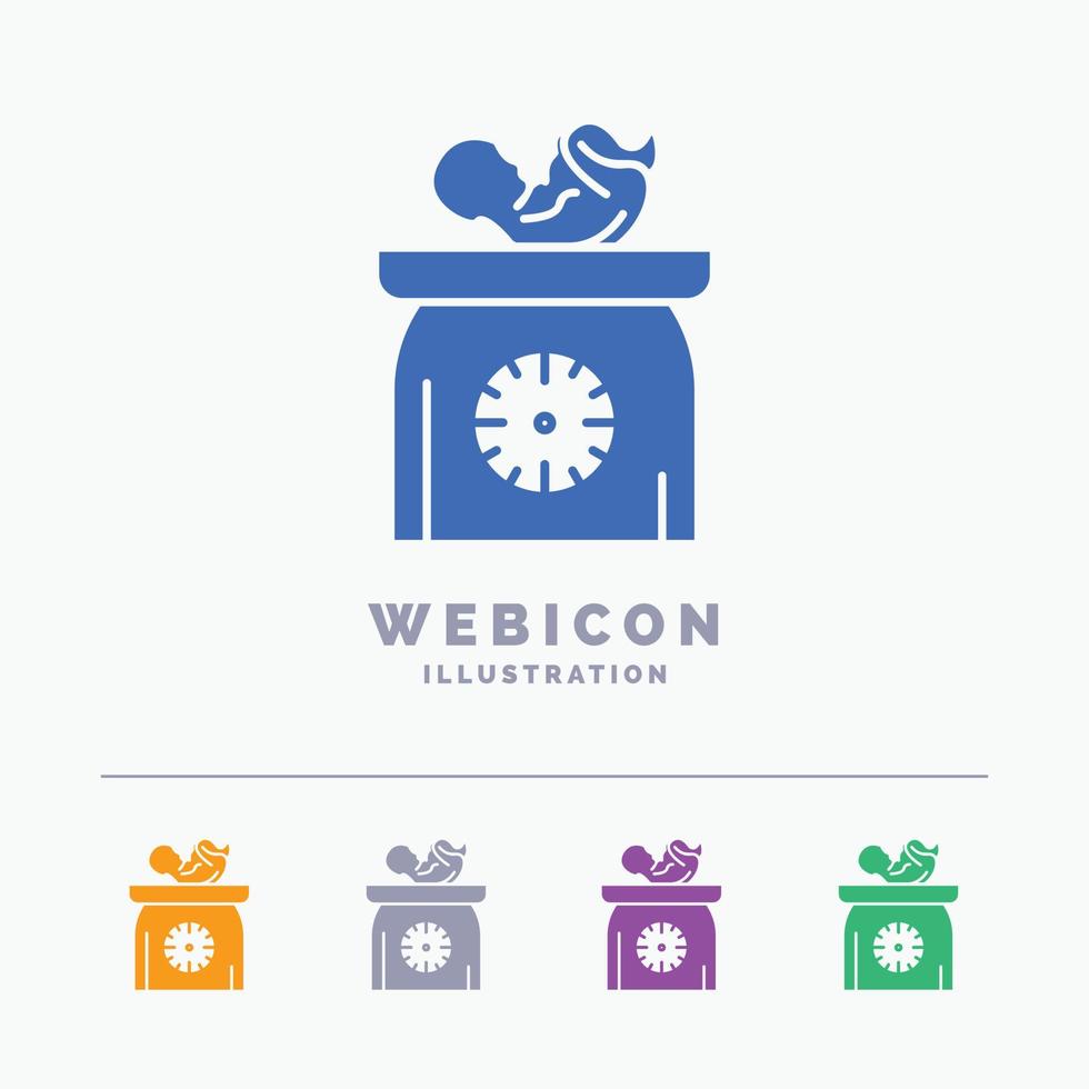 weight. baby. New born. scales. kid 5 Color Glyph Web Icon Template isolated on white. Vector illustration
