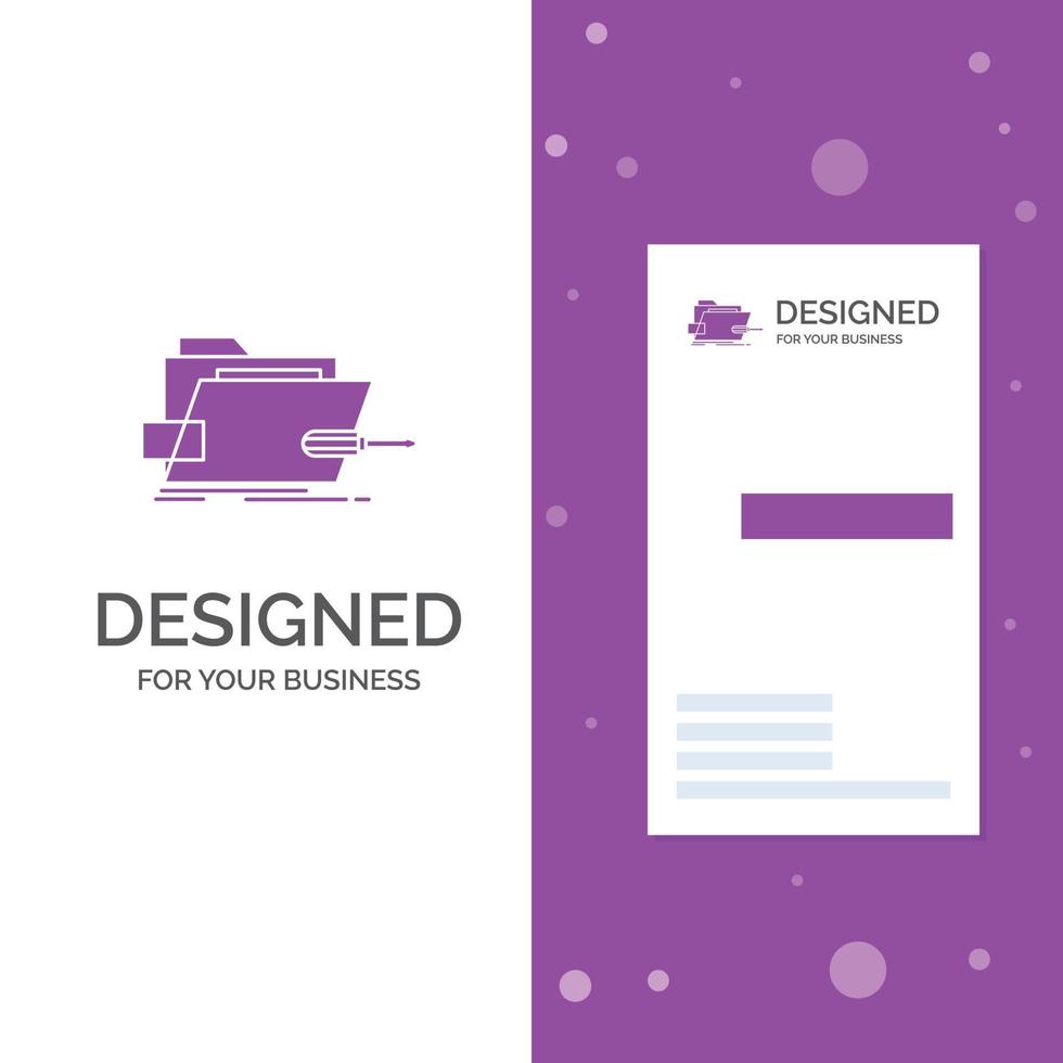 Business Logo for Folder. repair. skrewdriver. tech. technical. Vertical Purple Business .Visiting Card template. Creative background vector illustration