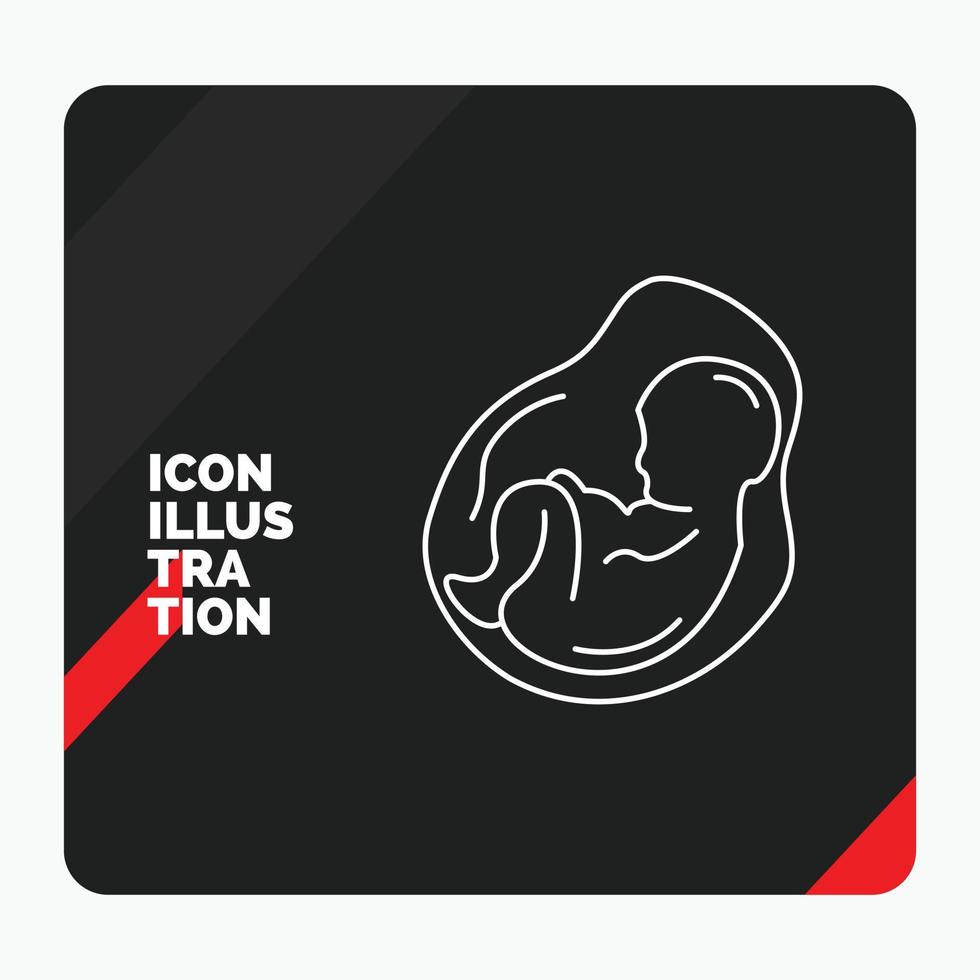 fondo de presentación creativa rojo y negro para bebé. el embarazo. embarazada. obstetricia. icono de línea de feto vector