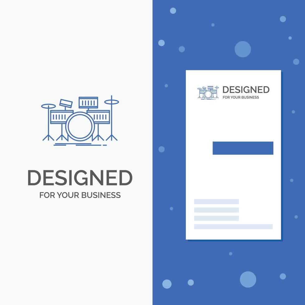 Business Logo for drum. drums. instrument. kit. musical. Vertical Blue Business .Visiting Card template vector