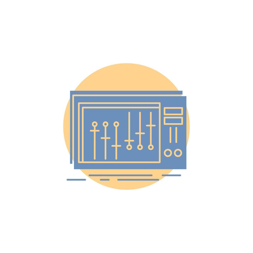 Console. dj. mixer. music. studio Glyph Icon. vector