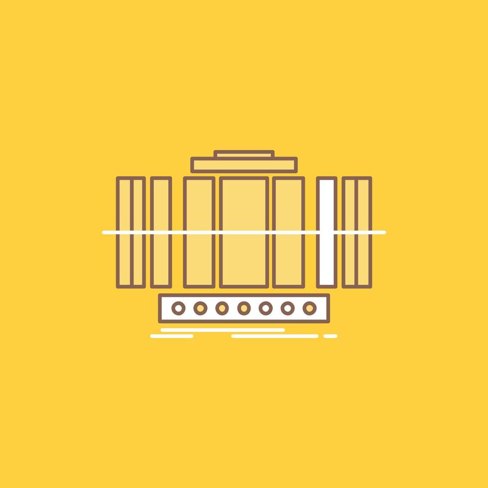 Turbine. Vertical. axis. wind. technology Flat Line Filled Icon. Beautiful Logo button over yellow background for UI and UX. website or mobile application vector