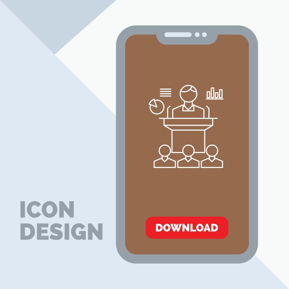 Business. conference. convention. presentation. seminar Line Icon in Mobile for Download Page vector