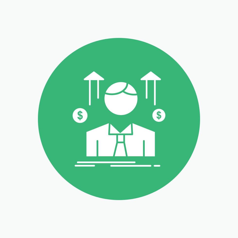 Business. man. avatar. employee. sales man White Glyph Icon in Circle. Vector Button illustration