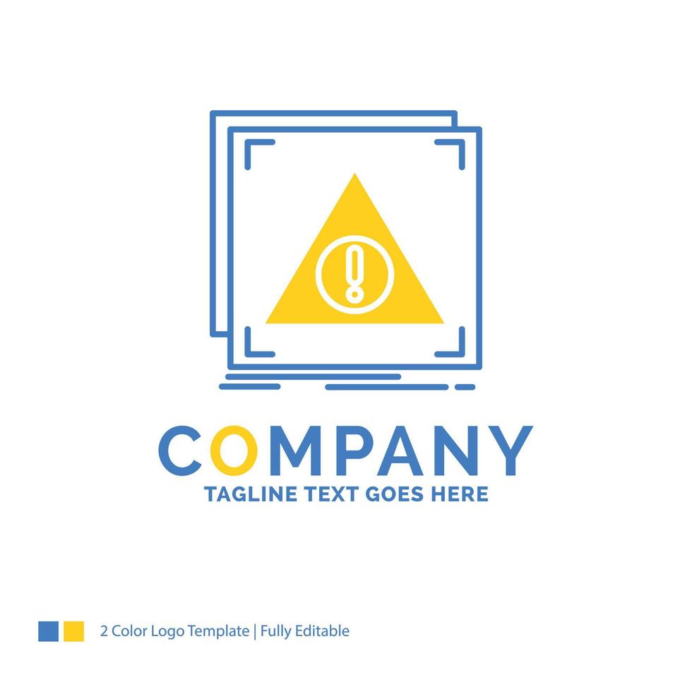 Error. Application. Denied. server. alert Blue Yellow Business Logo template. Creative Design Template Place for Tagline. vector