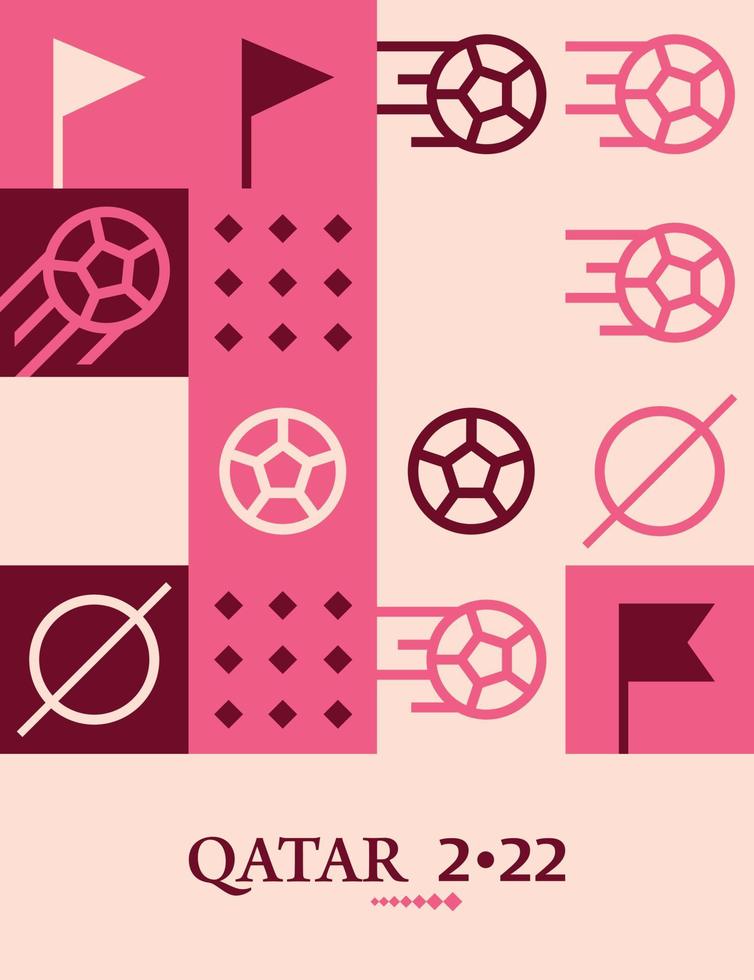 póster geométrico fútbol doha qatar 2022 creativo. Fondo de plantilla de volante web de fútbol vector