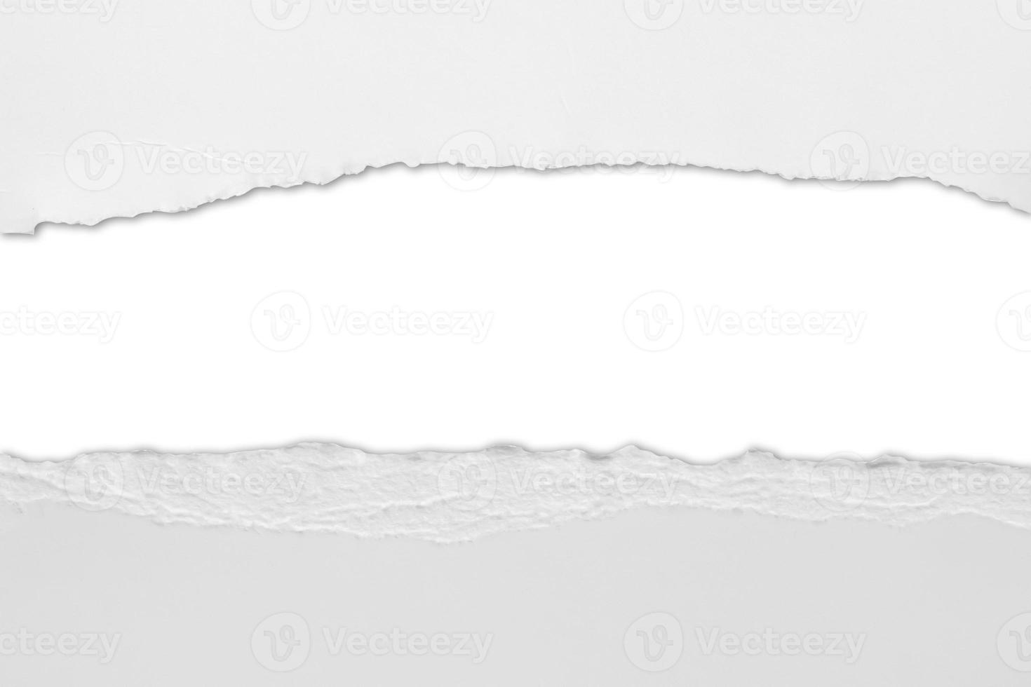 White ripped paper torn edges strips isolated on white background photo